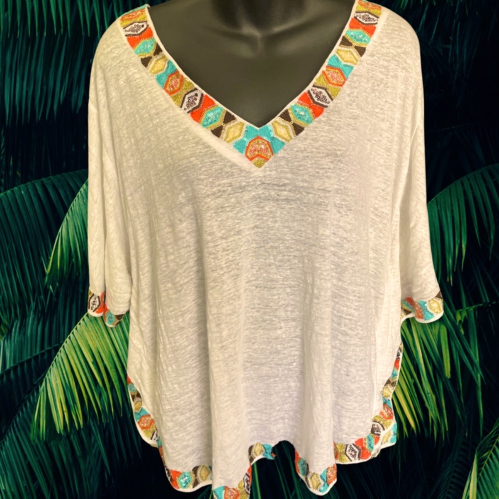 Gorgeous Tropical Beaded Blouse
